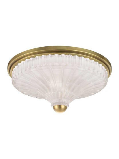 Paris 14 inch Flush-Mount Ceiling Light in Aged Brass.